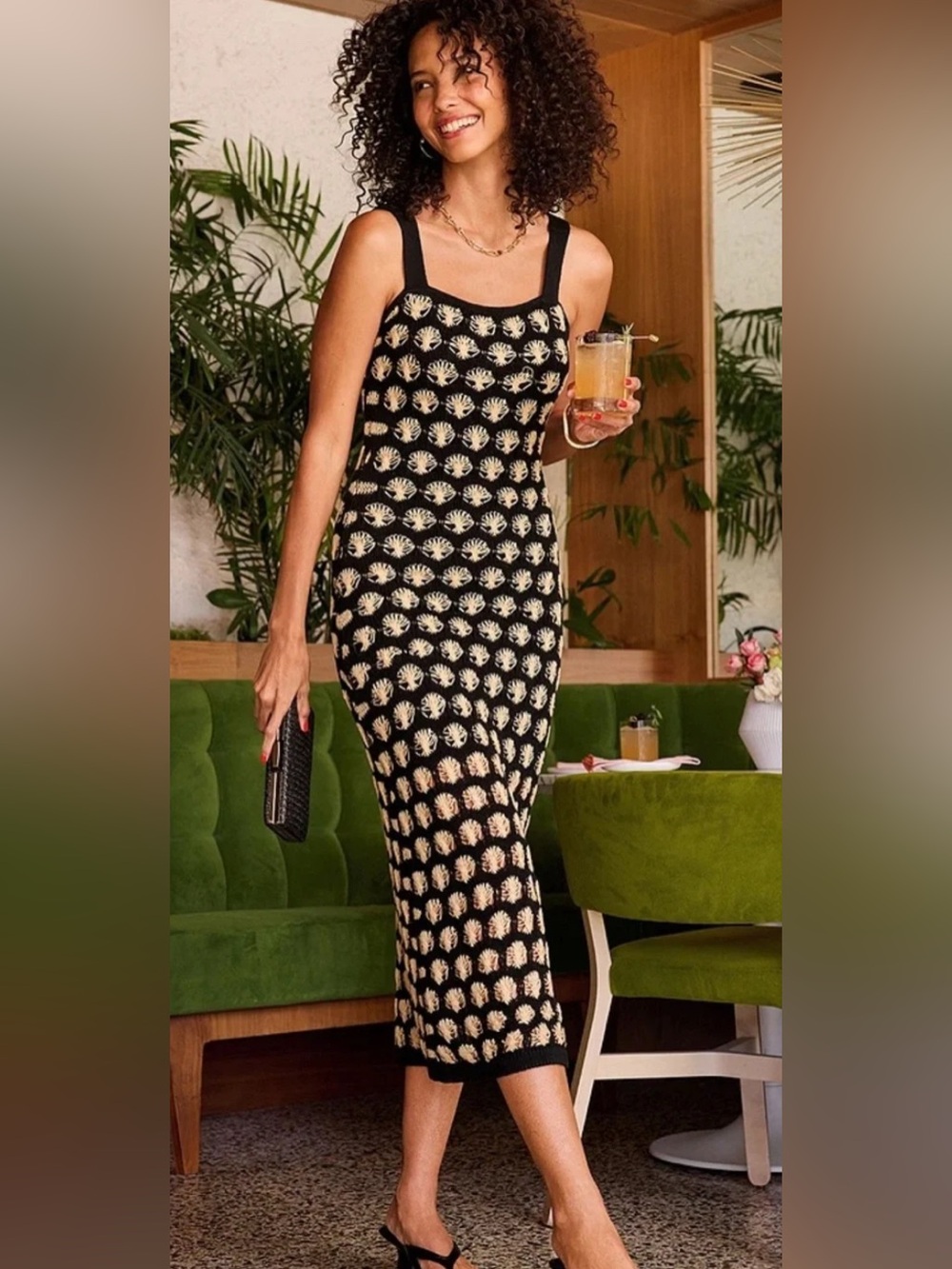NWT’s Evereve Anastasia Crochet Knit Black & Cream Coquette Dress Size Medium